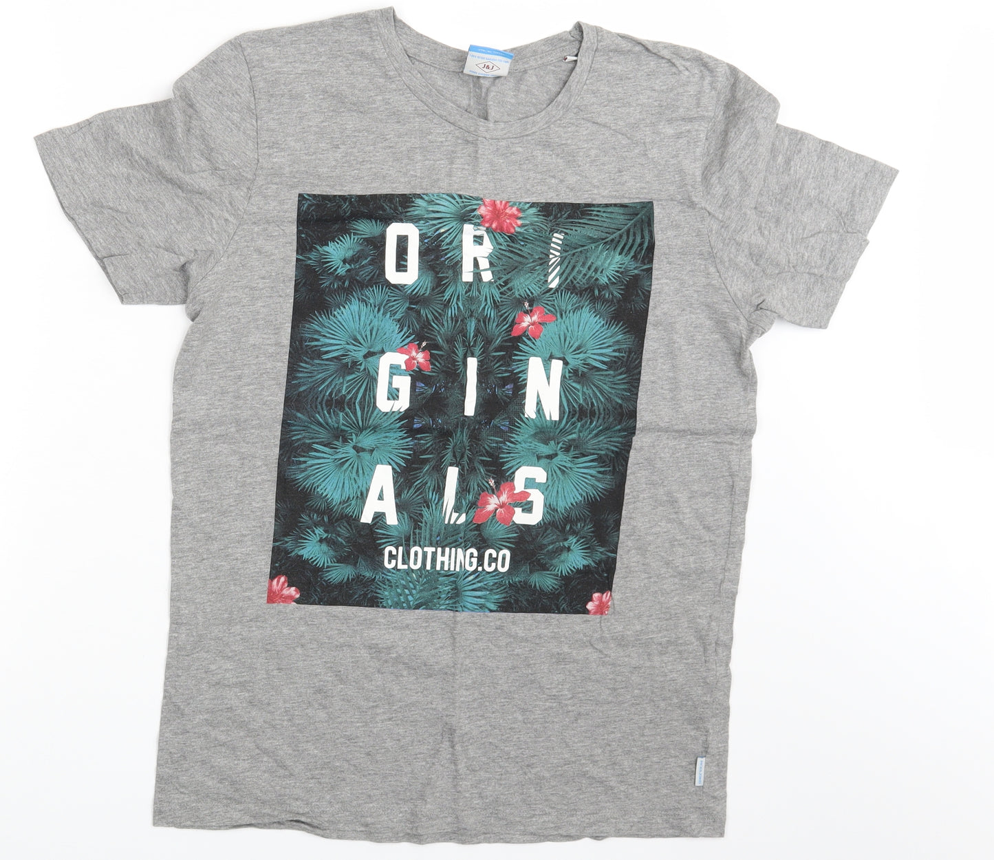 JACK & JONES Mens Grey    T-Shirt Size L