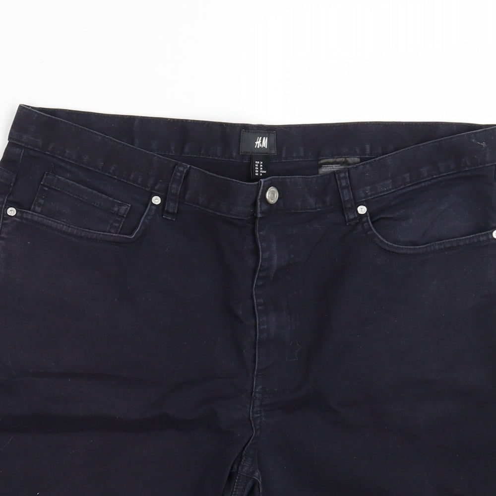 H&M Womens Black  Denim Chino Shorts Size 6