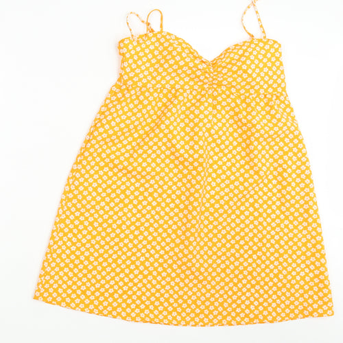 Divided Womens Yellow Floral  Basic Blouse Size 10