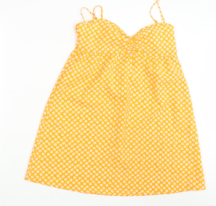 Divided Womens Yellow Floral  Basic Blouse Size 10