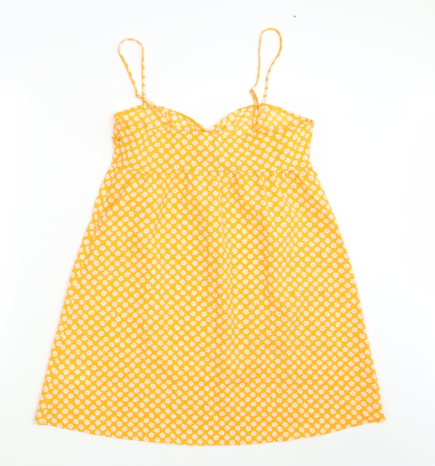 Divided Womens Yellow Floral  Basic Blouse Size 10