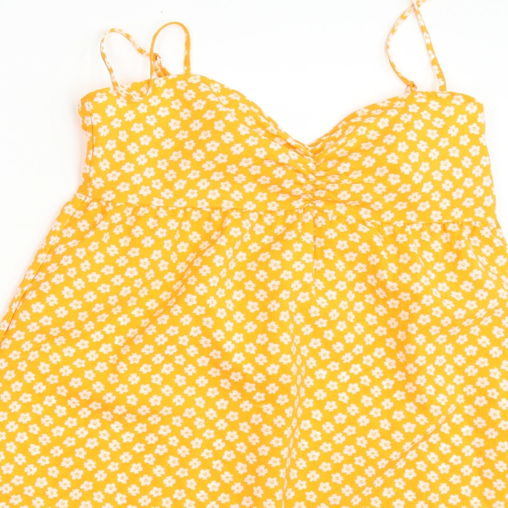 Divided Womens Yellow Floral  Basic Blouse Size 10