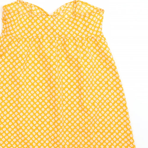 Divided Womens Yellow Floral  Basic Blouse Size 10