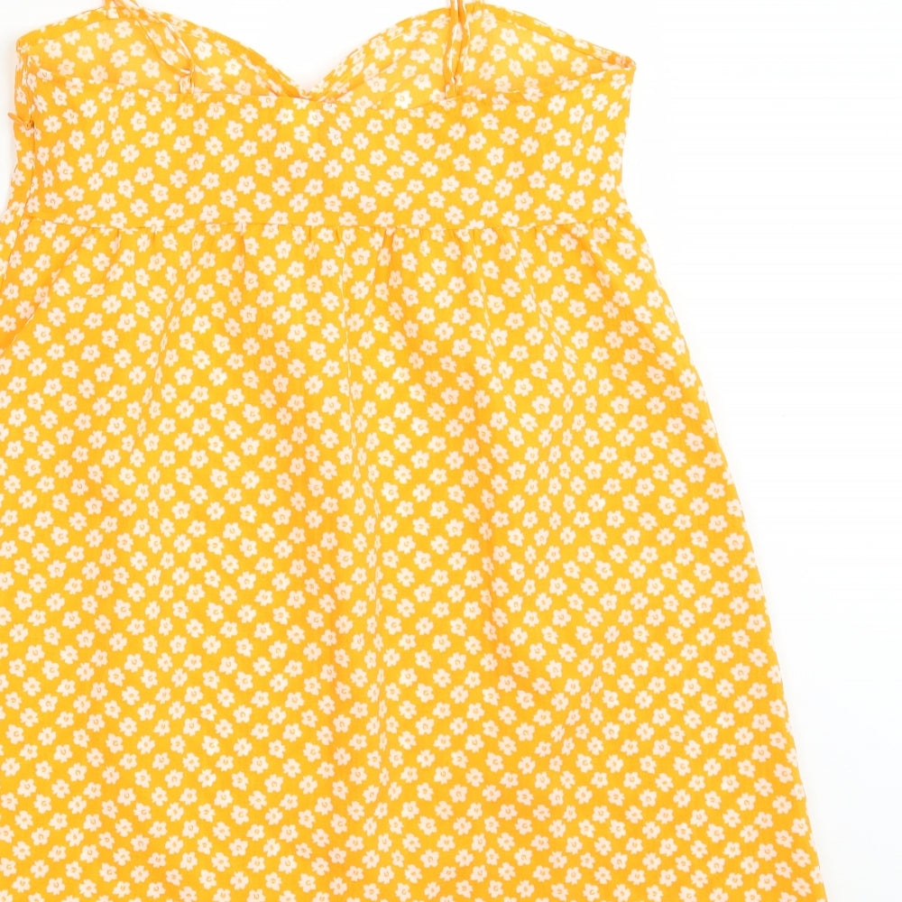 Divided Womens Yellow Floral  Basic Blouse Size 10