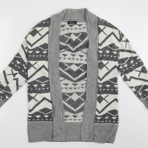 Chic London Paris Mens Grey Argyle/Diamond  Cardigan Jumper Size S