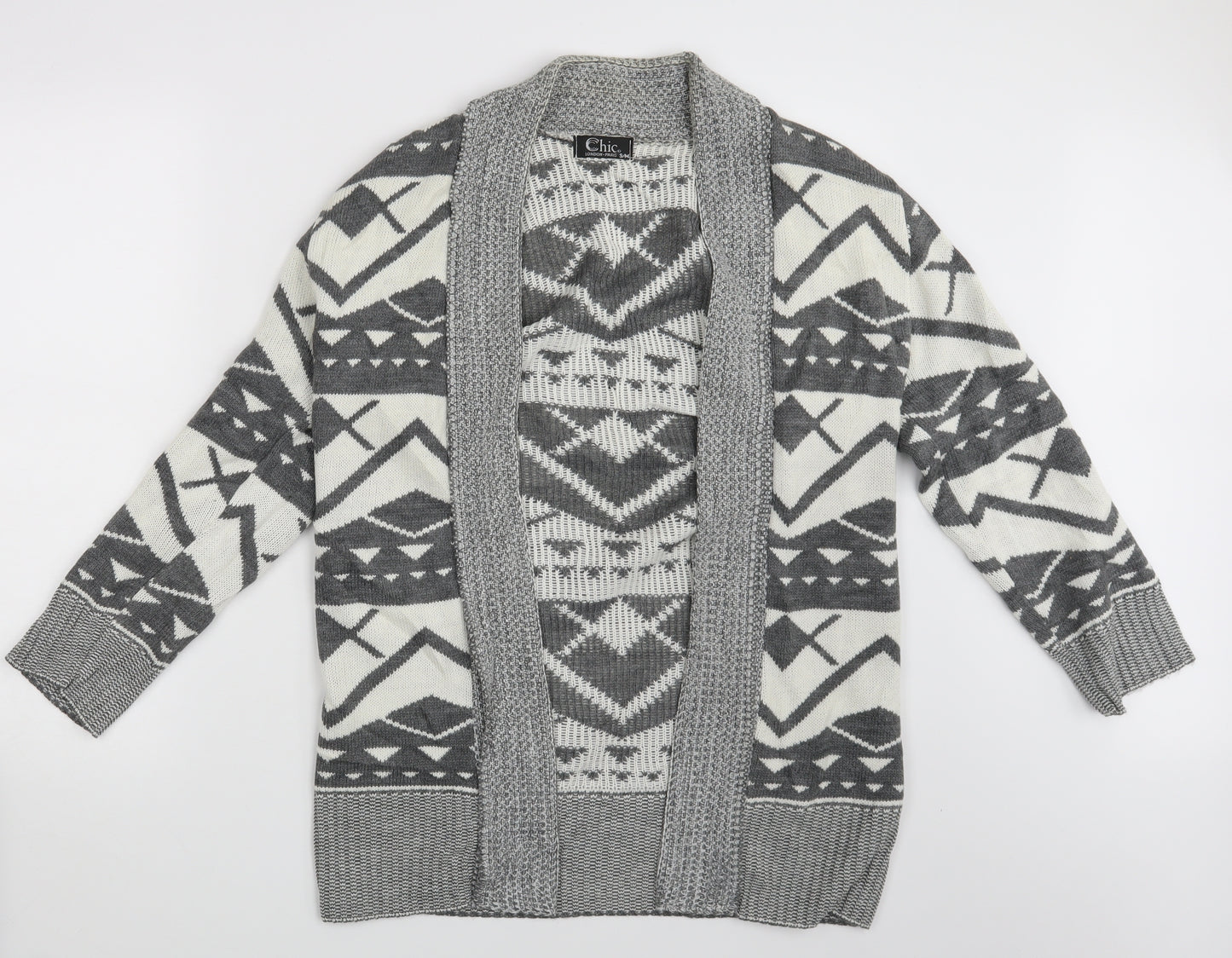 Chic London Paris Mens Grey Argyle/Diamond  Cardigan Jumper Size S