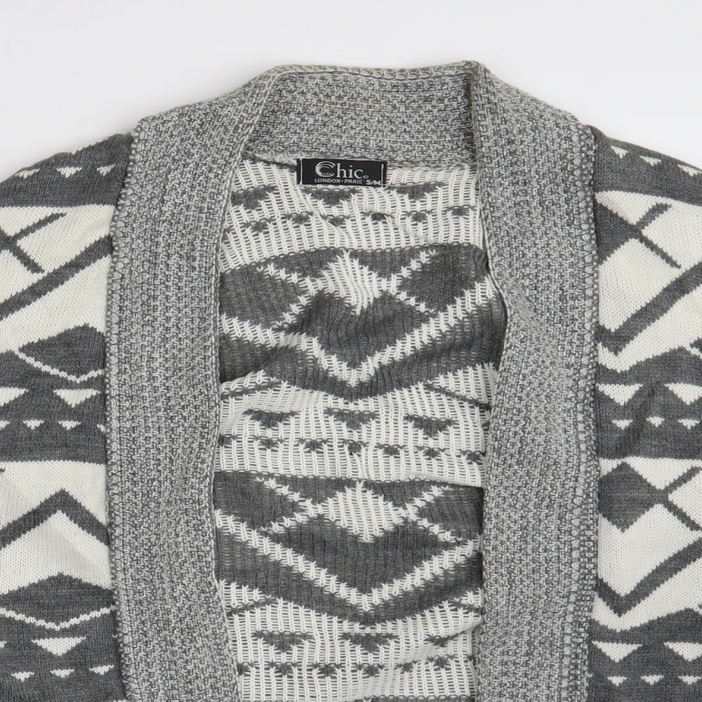 Chic London Paris Mens Grey Argyle/Diamond  Cardigan Jumper Size S