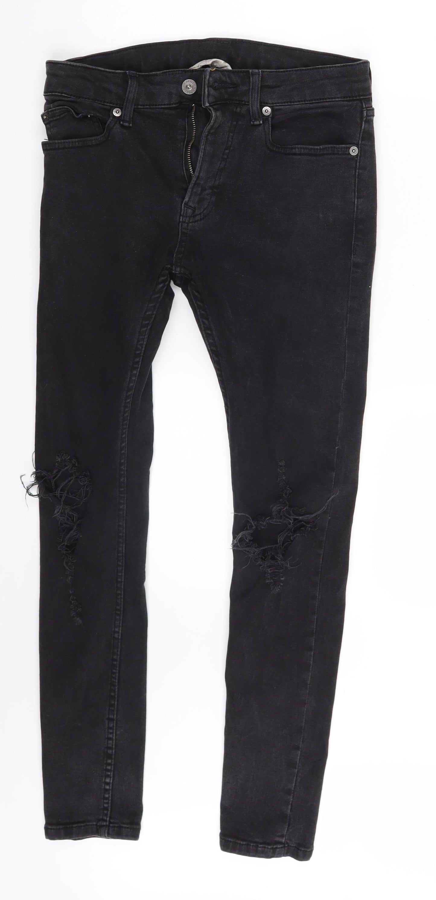 Topman Mens Black  Denim Skinny Jeans Size 30 in L27 in