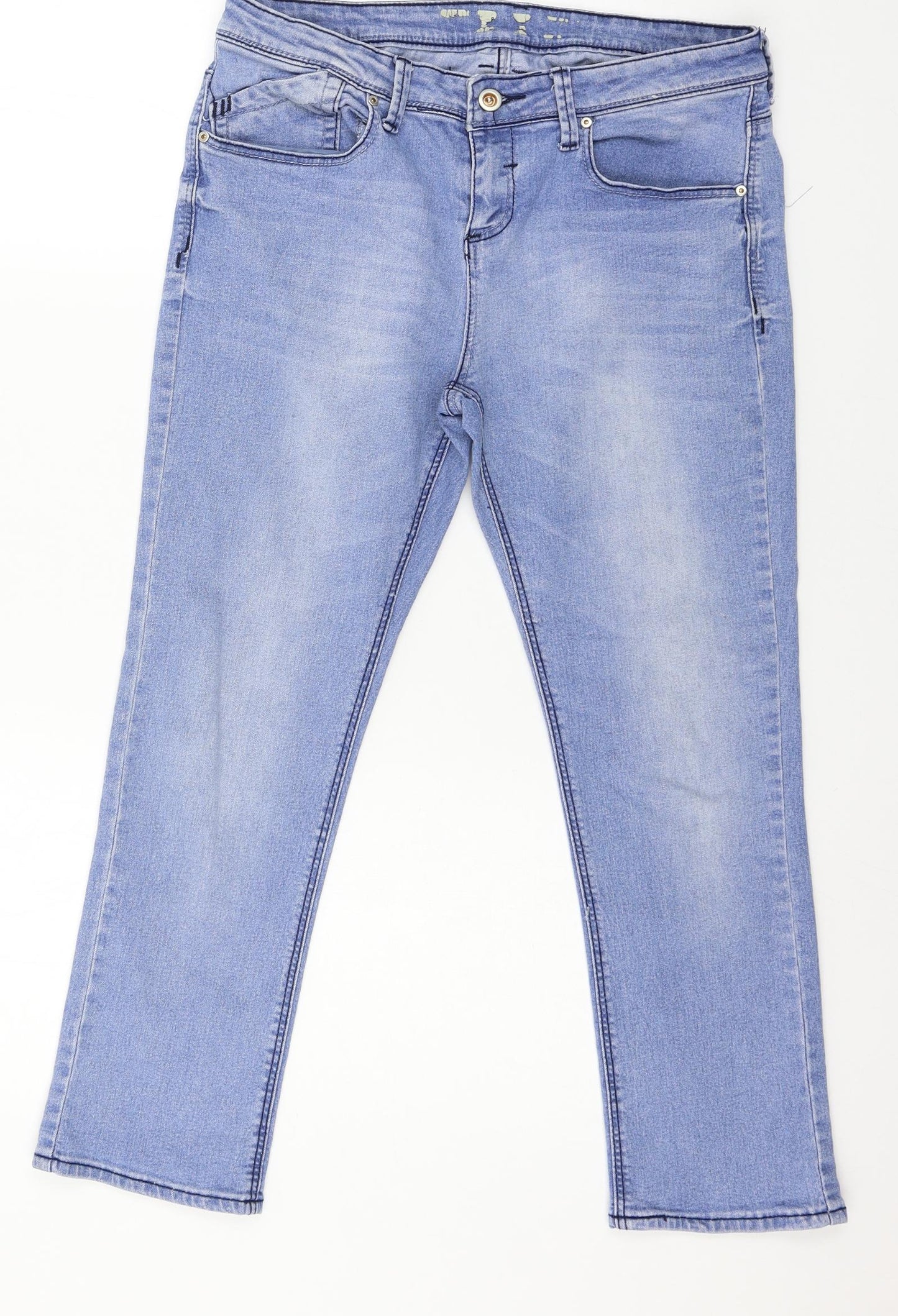 Preworn Womens Blue  Denim Straight Jeans Size 32 in L23 in