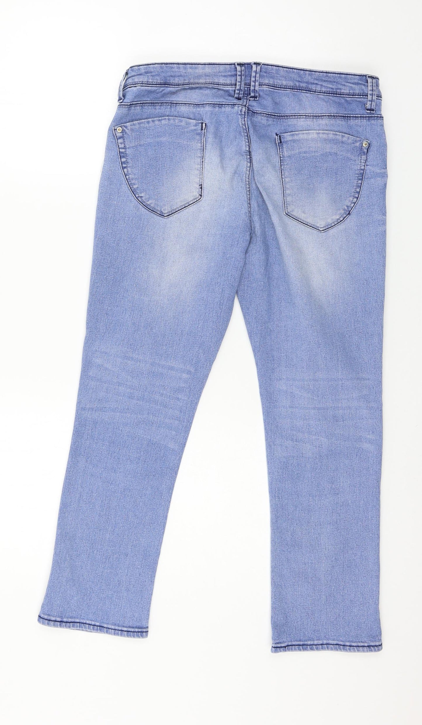 Preworn Womens Blue  Denim Straight Jeans Size 32 in L23 in