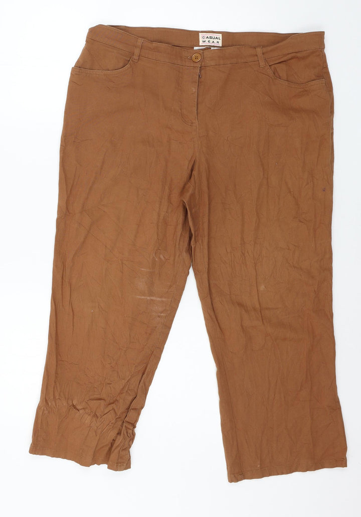 Casual Wear Womens Brown Cropped Trousers Size 20 L23 in