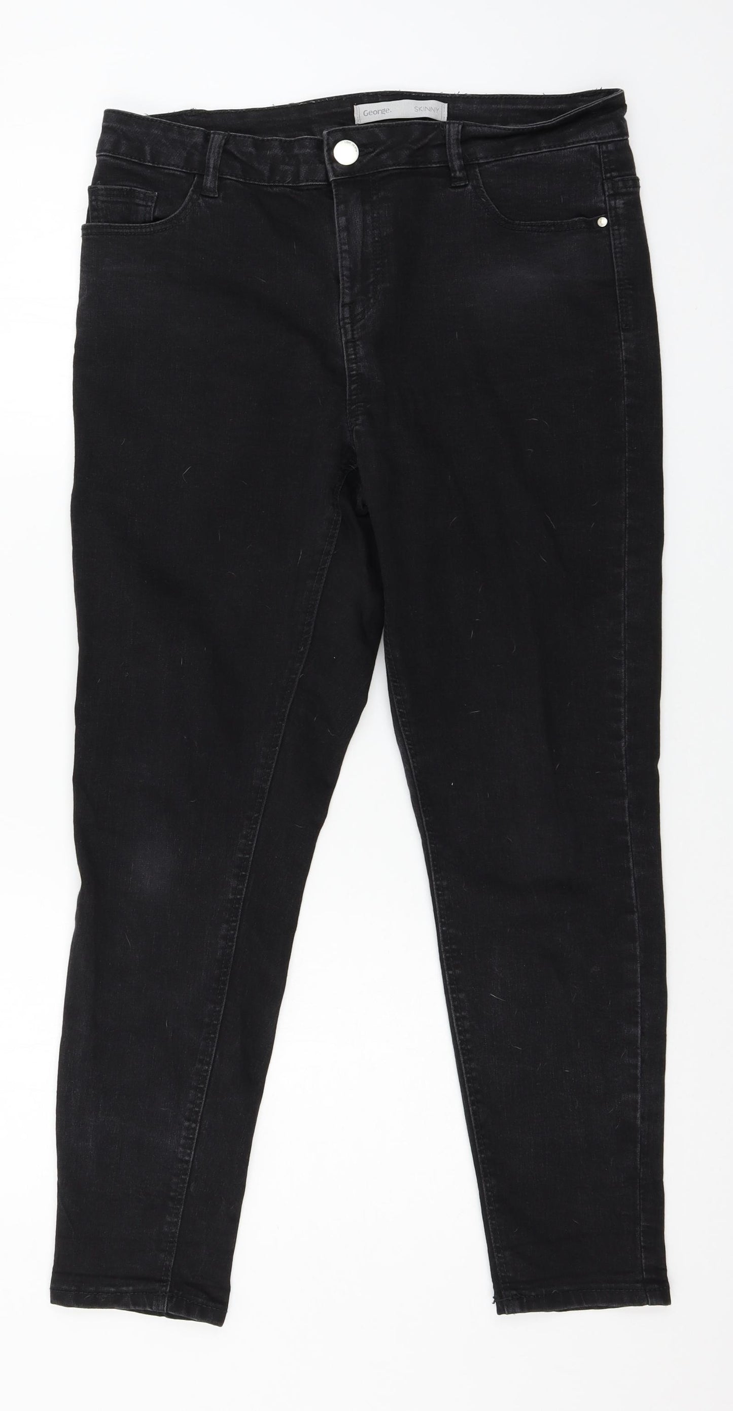 George Womens Black  Denim Skinny Jeans Size 14 L27 in