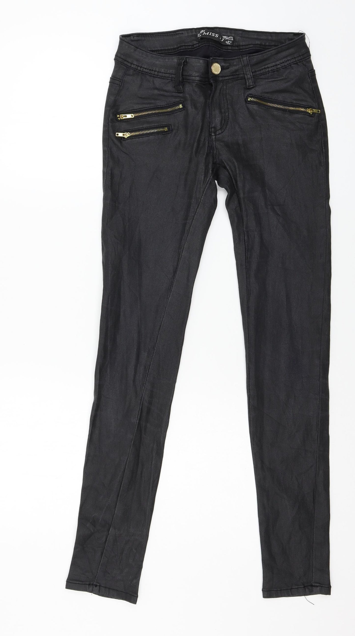 MISS RJ Womens Black  Denim Skinny Jeans Size 12 L29 in