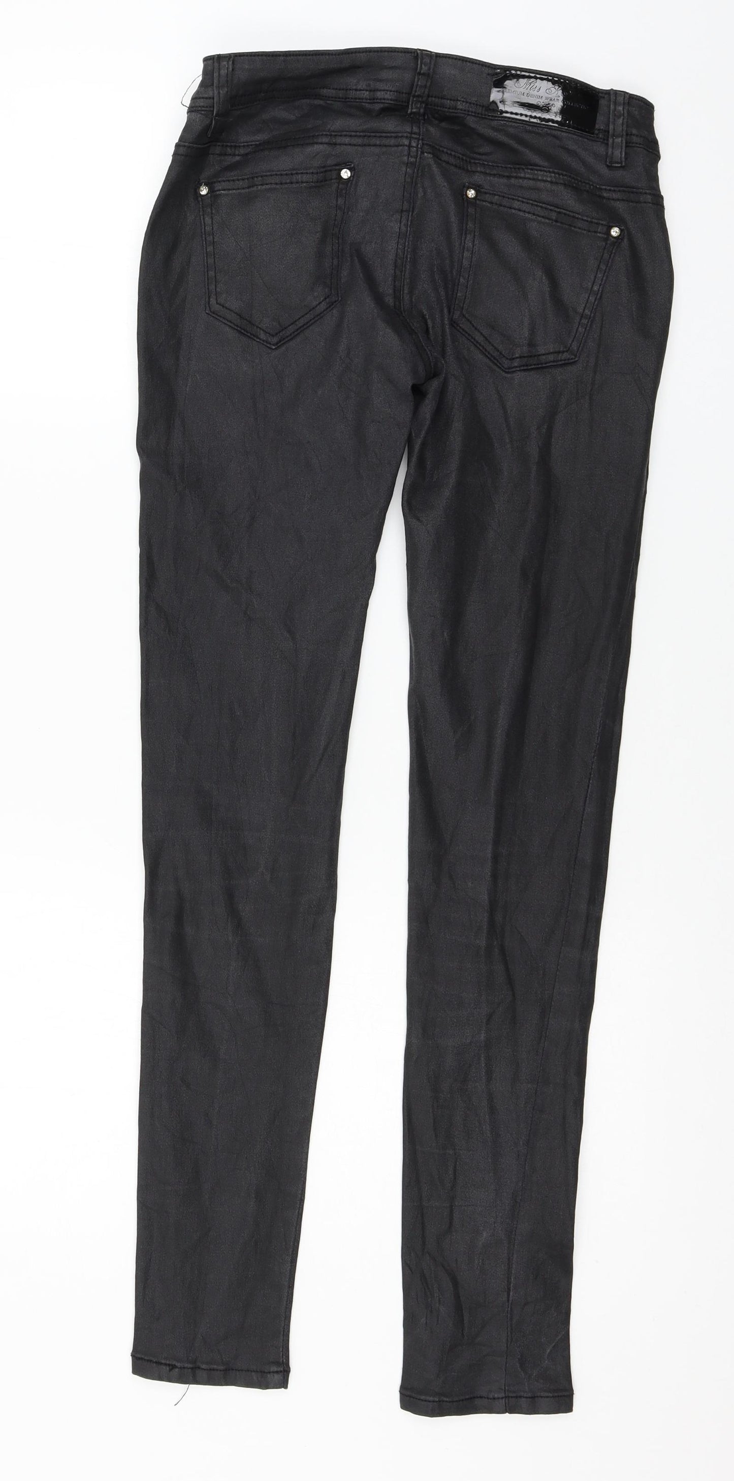 MISS RJ Womens Black  Denim Skinny Jeans Size 12 L29 in