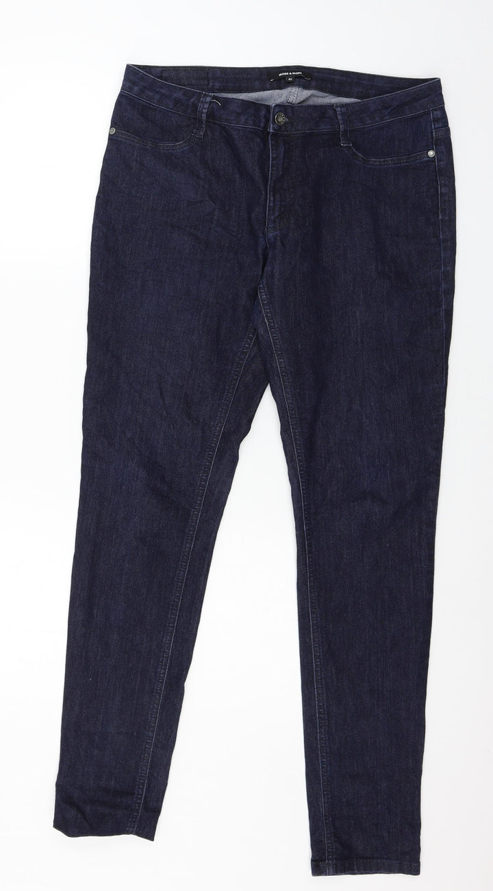 MORE & MORE Womens Blue Denim Straight Jeans Size 14 L30 in