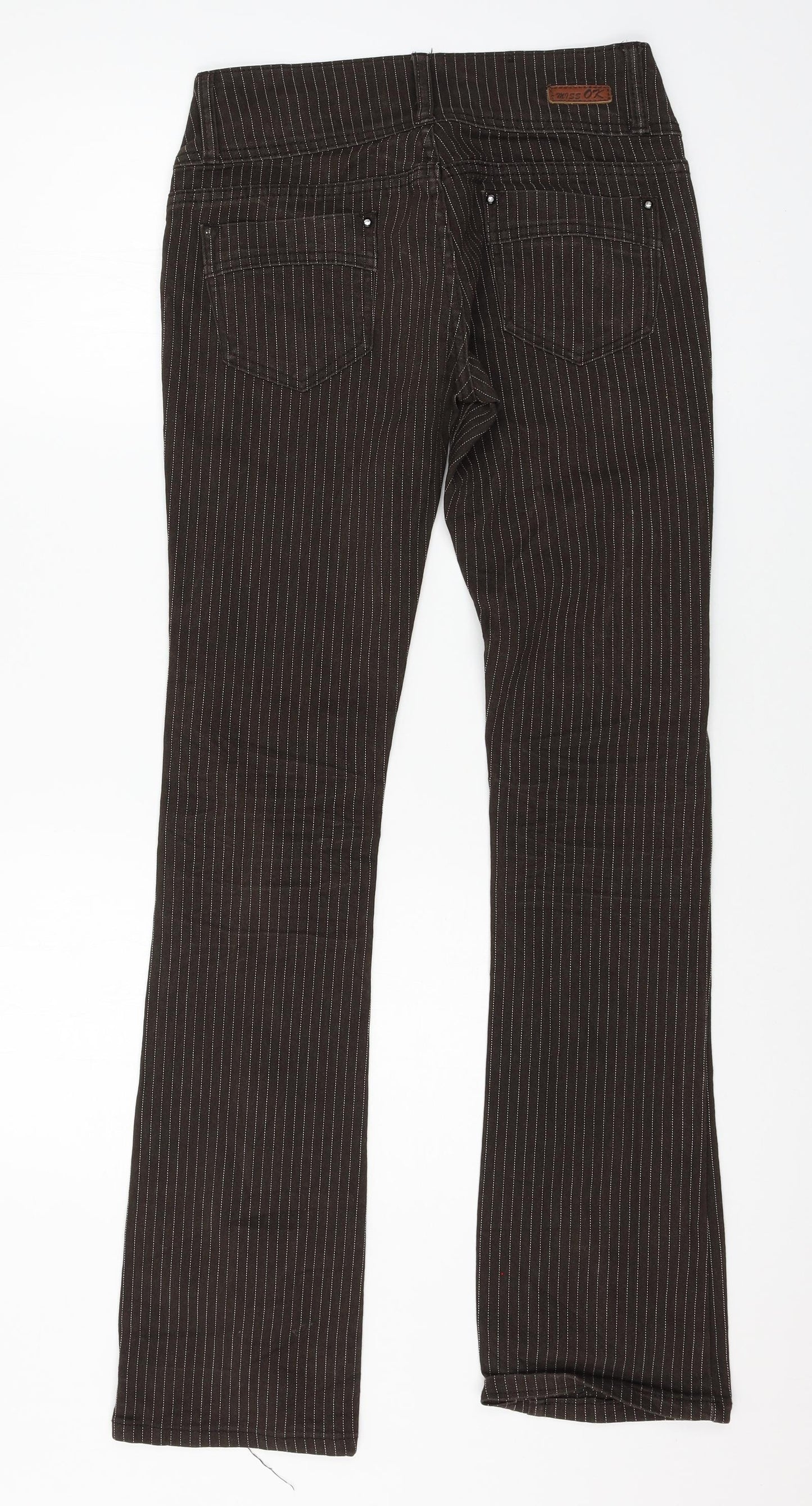 Miss Ok Womens Brown Striped Denim Bootcut Jeans Size 28 in L32 in