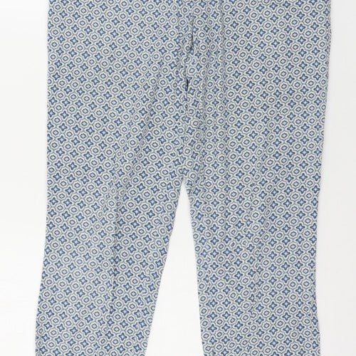 H&M Womens Blue Geometric  Trousers  Size 28 in L26 in