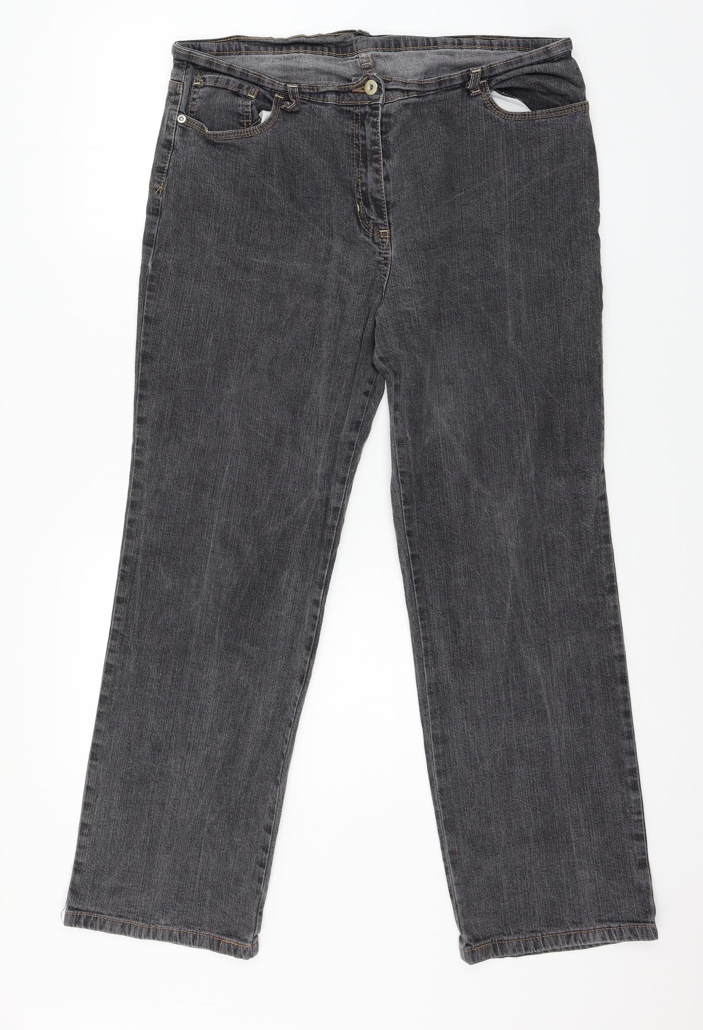 Marks and Spencer Womens Grey  Denim Straight Jeans Size 18 L28 in
