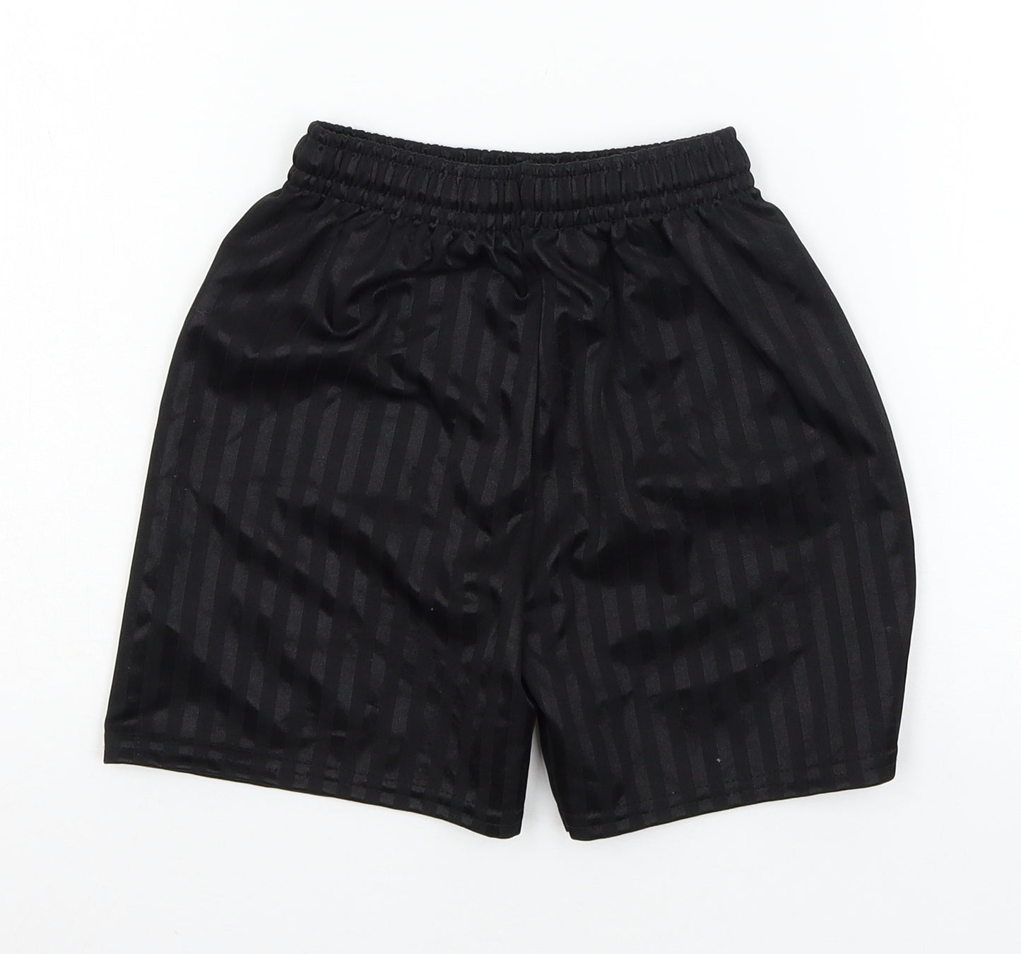 Preworn Boys Black Striped Denim Sweat Shorts Size 5-6 Years