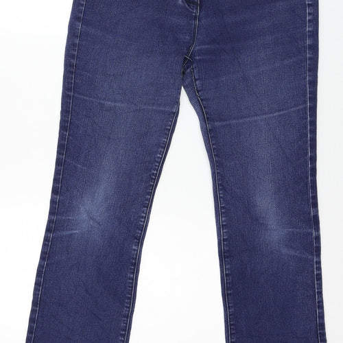 Preworn Womens Blue  Denim Straight Jeans Size 12 L28 in
