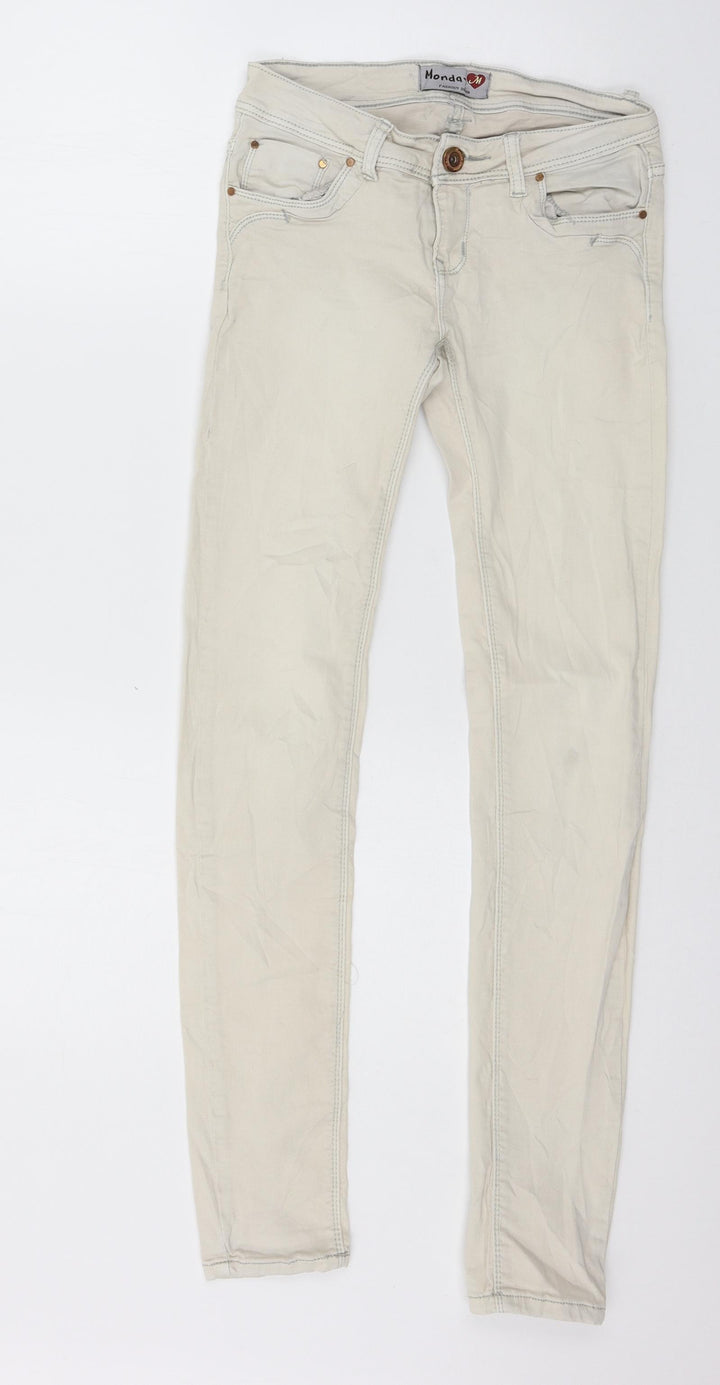 Monday Womens Ivory  Denim Skinny Jeans Size 8 L29 in