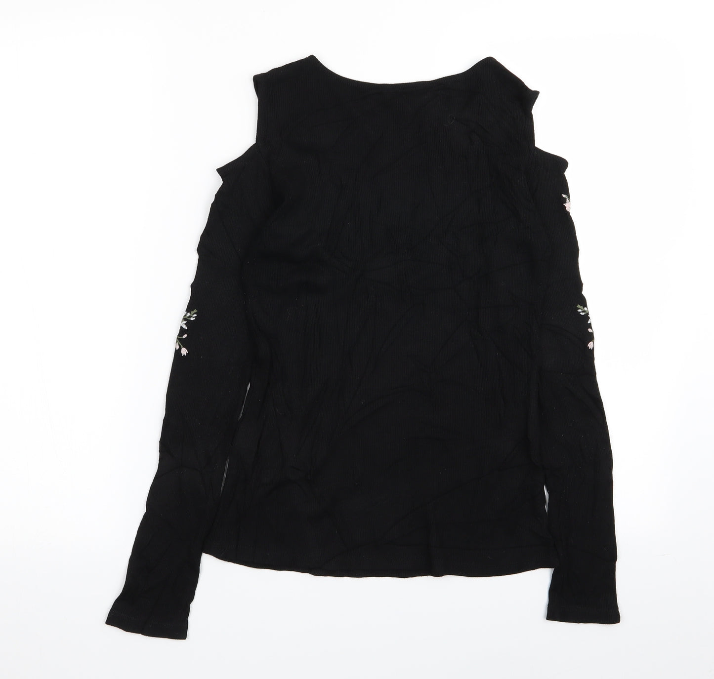 Select Womens Black Floral  Basic T-Shirt Size 12