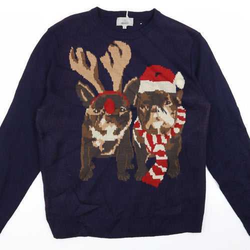 M&S Mens Blue   Pullover Jumper Size L  - Christmas Jumper