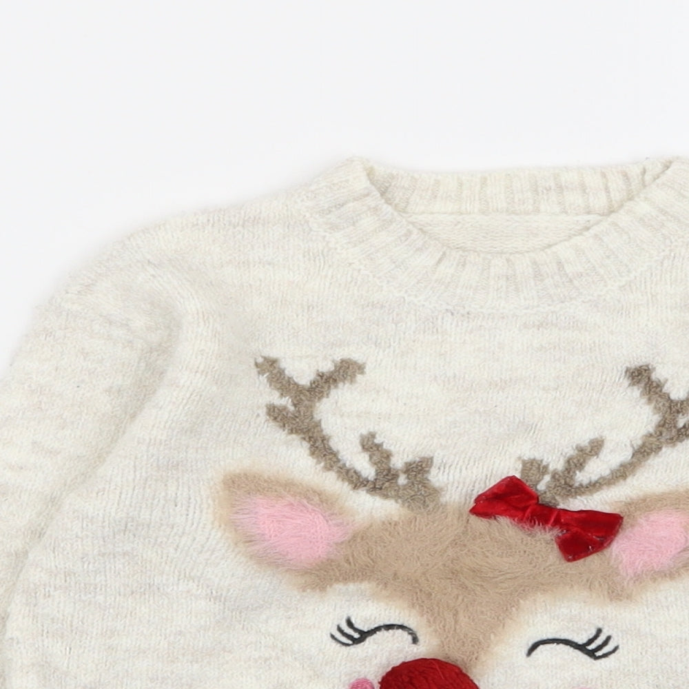 Nutmeg Girls Beige   Pullover Jumper Size 18-24 Months  - Christmas Jumper