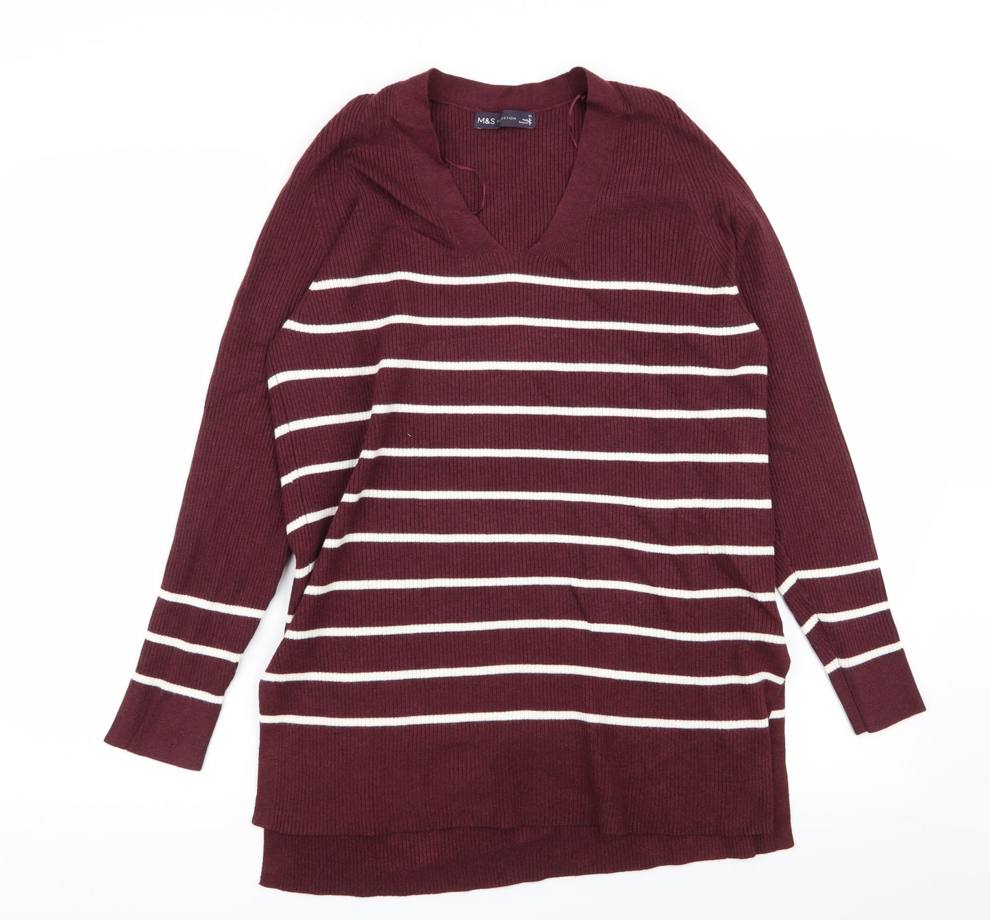 M&S Womens Multicoloured Striped  Pullover Jumper Size 10