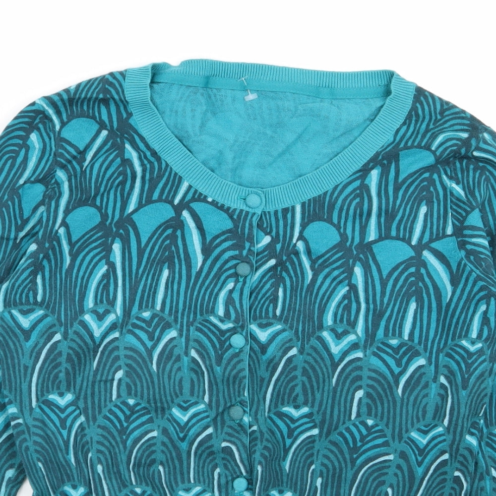Per Una Womens Multicoloured Geometric  Cardigan Jumper Size 10