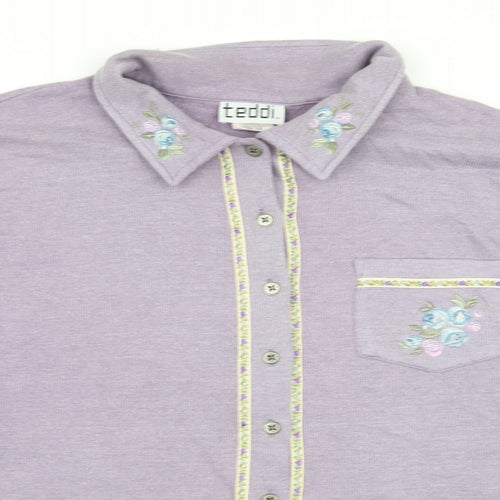 Teddi Womens Purple Floral  Cardigan Jumper Size XL