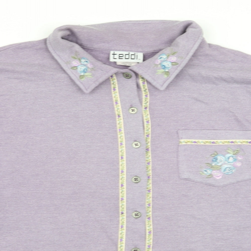 Teddi Womens Purple Floral  Cardigan Jumper Size XL