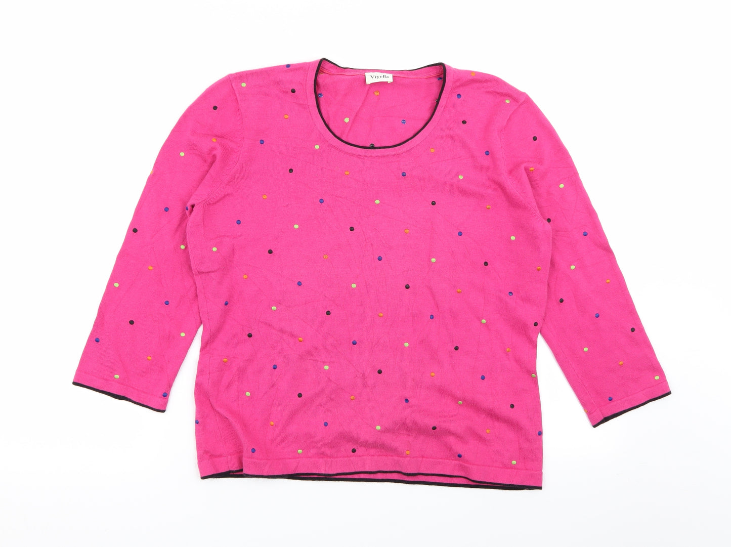Viyella Womens Pink Polka Dot  Pullover Jumper Size M