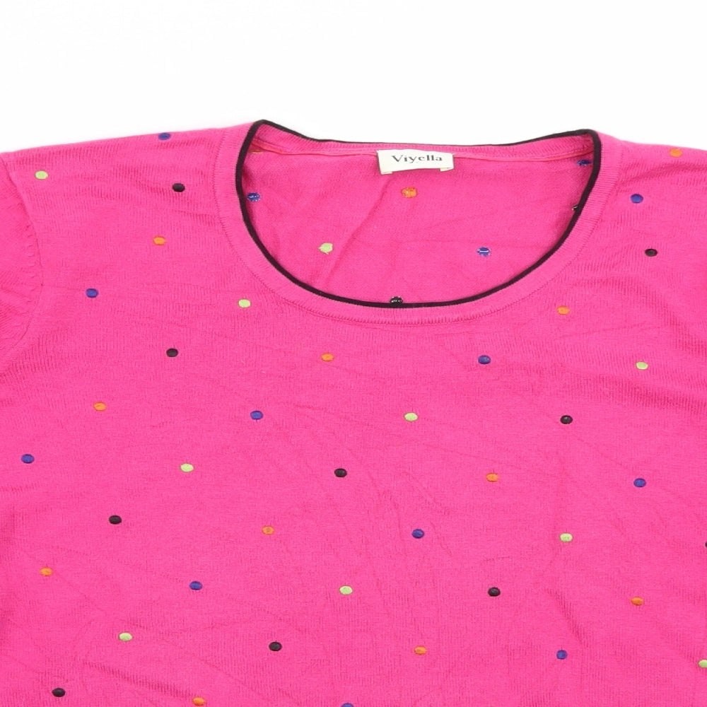 Viyella Womens Pink Polka Dot  Pullover Jumper Size M