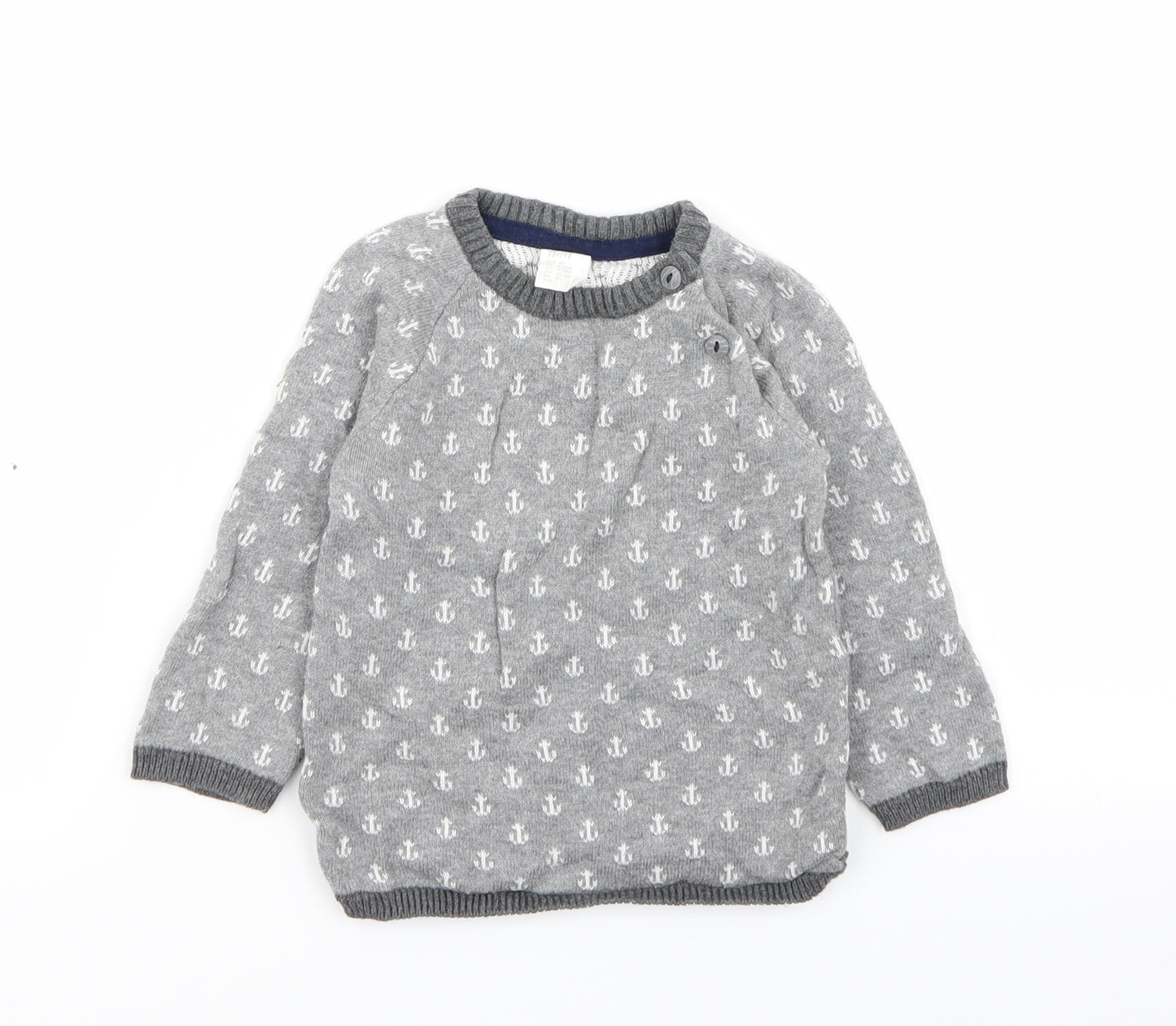 H&M Boys Grey Geometric  Pullover Jumper Size 12-18 Months  - 12 months