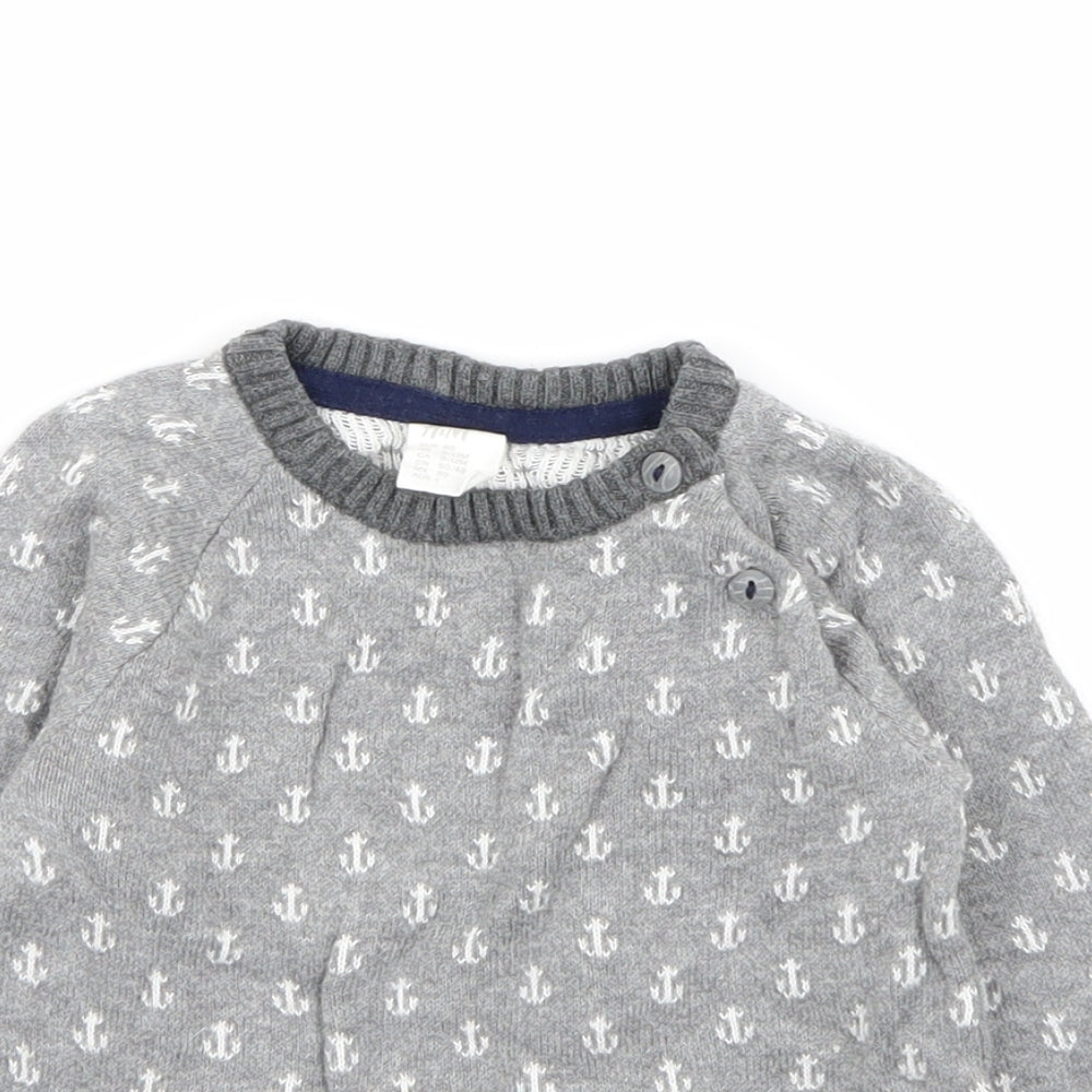 H&M Boys Grey Geometric  Pullover Jumper Size 12-18 Months  - 12 months