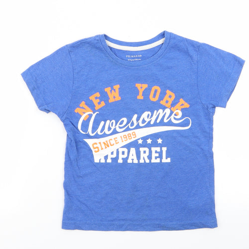 Primark Boys Blue   Basic T-Shirt Size 5-6 Years