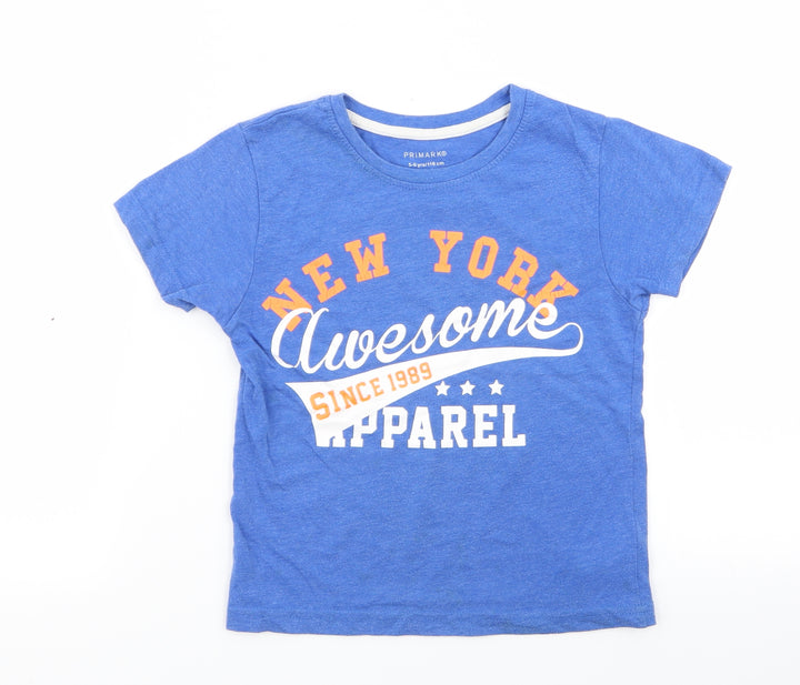 Primark Boys Blue   Basic T-Shirt Size 5-6 Years