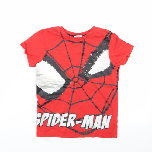 Asda George Boys Red Geometric  Basic T-Shirt Size 4-5 Years  - spiderman