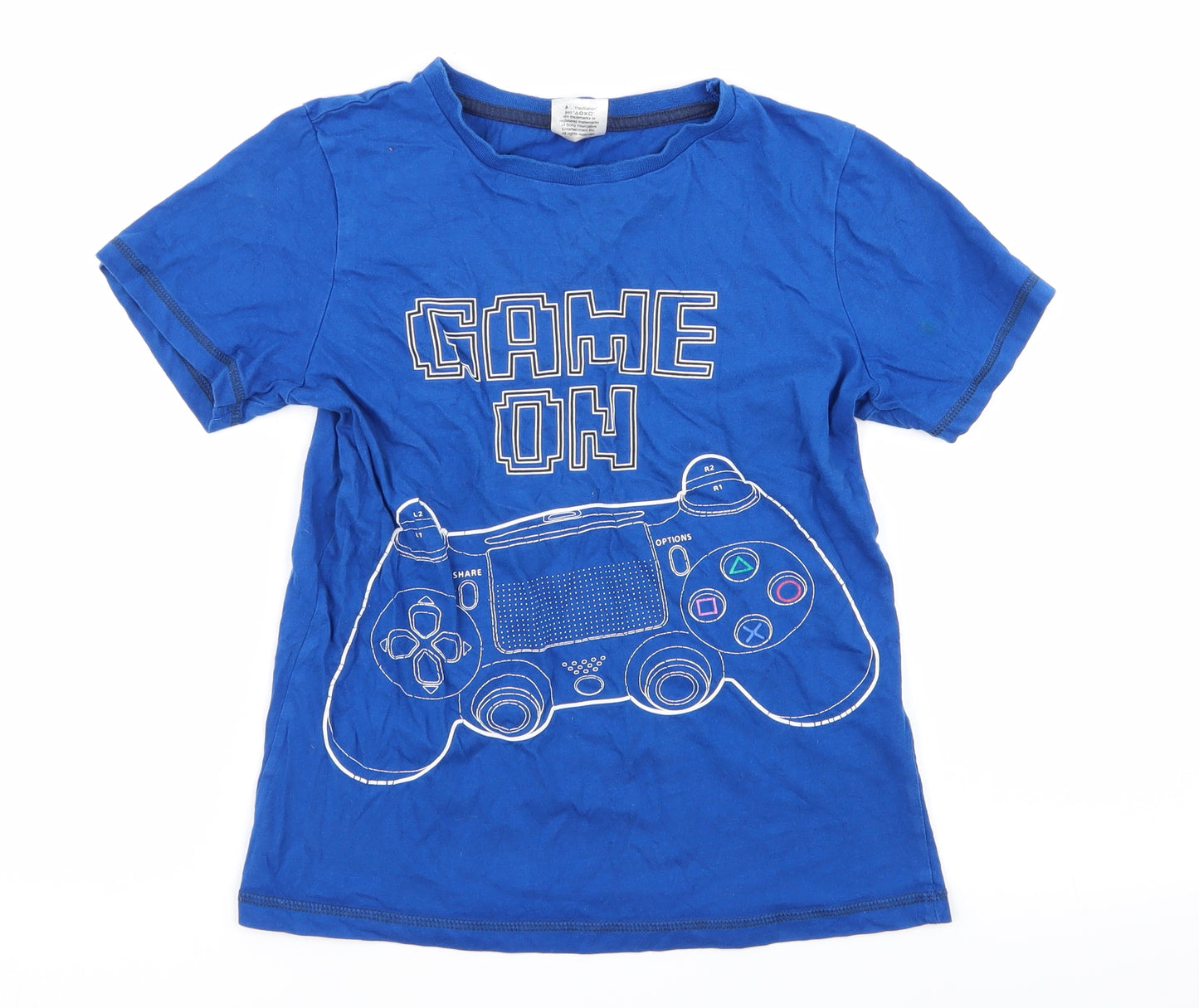 Asda George Boys Blue Geometric  Basic T-Shirt Size 9-10 Years  - playstation