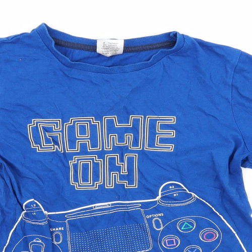 Asda George Boys Blue Geometric  Basic T-Shirt Size 9-10 Years  - playstation