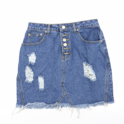 PLT Womens Blue   Mini Skirt Size 8  - ripped skirt