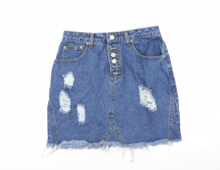 PLT Womens Blue   Mini Skirt Size 8  - ripped skirt