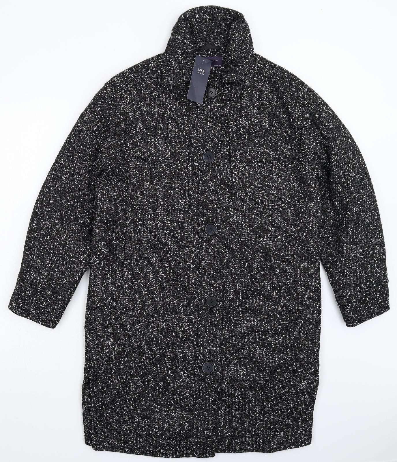 Marks and Spencer Womens Black   Pea Coat Coatigan Size S