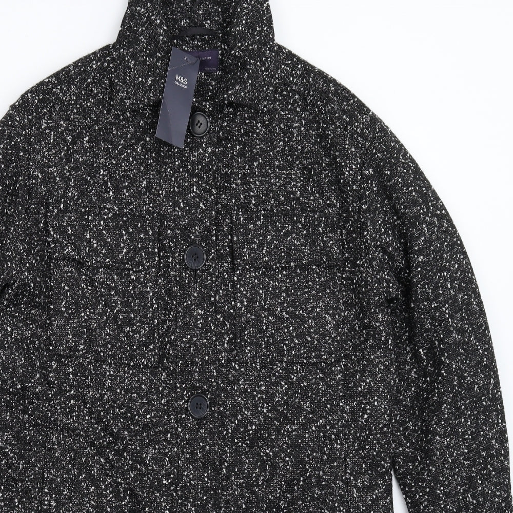 Marks and Spencer Womens Black   Pea Coat Coatigan Size S