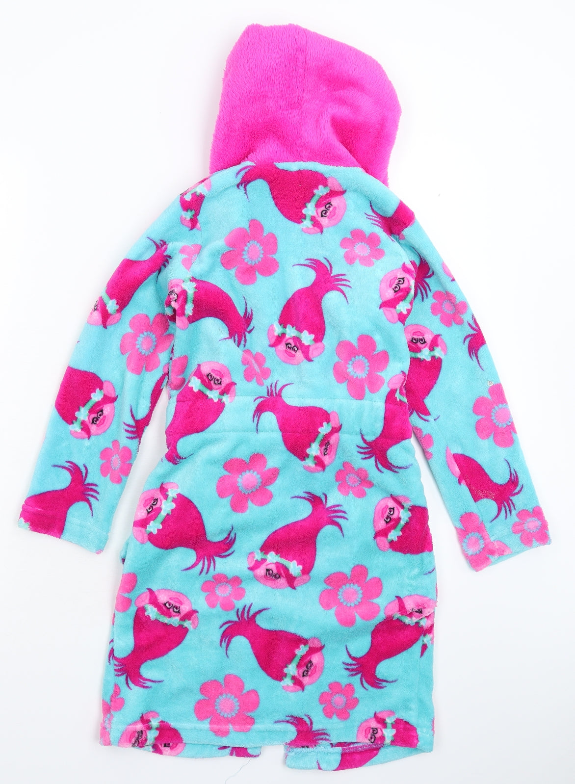 TU Girls Multicoloured Solid Fleece Kimono Robe Size 7-8 Years  - Trolls