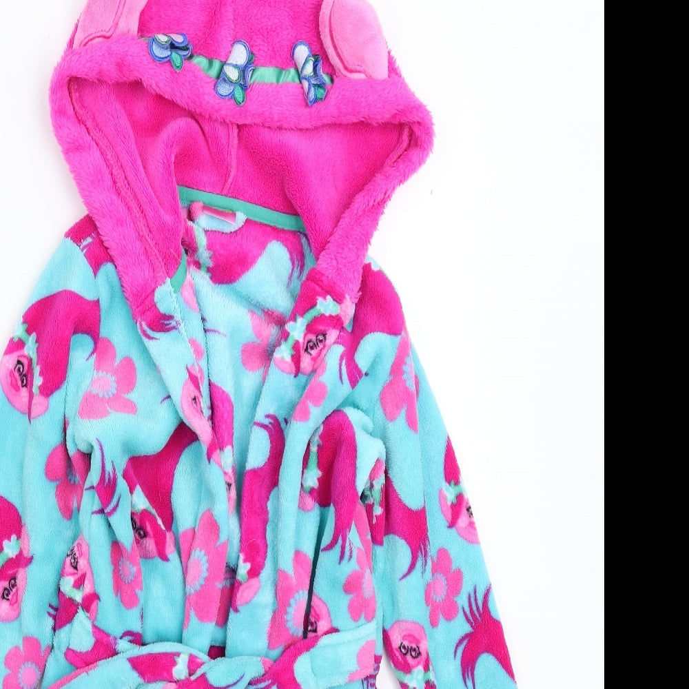 TU Girls Multicoloured Solid Fleece Kimono Robe Size 7-8 Years  - Trolls