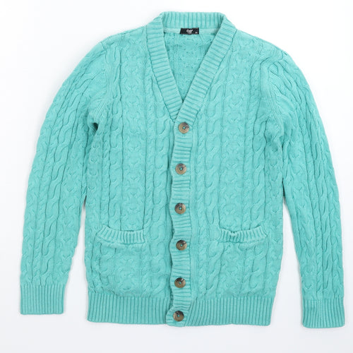 Cotton Traders Womens Green  Knit Cardigan Jumper Size XS