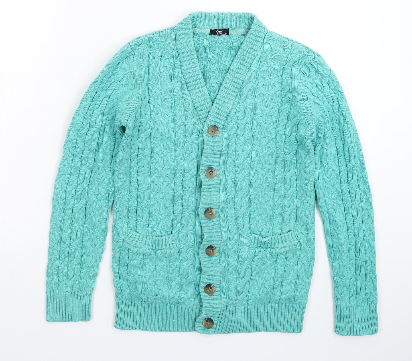 Cotton Traders Womens Green  Knit Cardigan Jumper Size XS