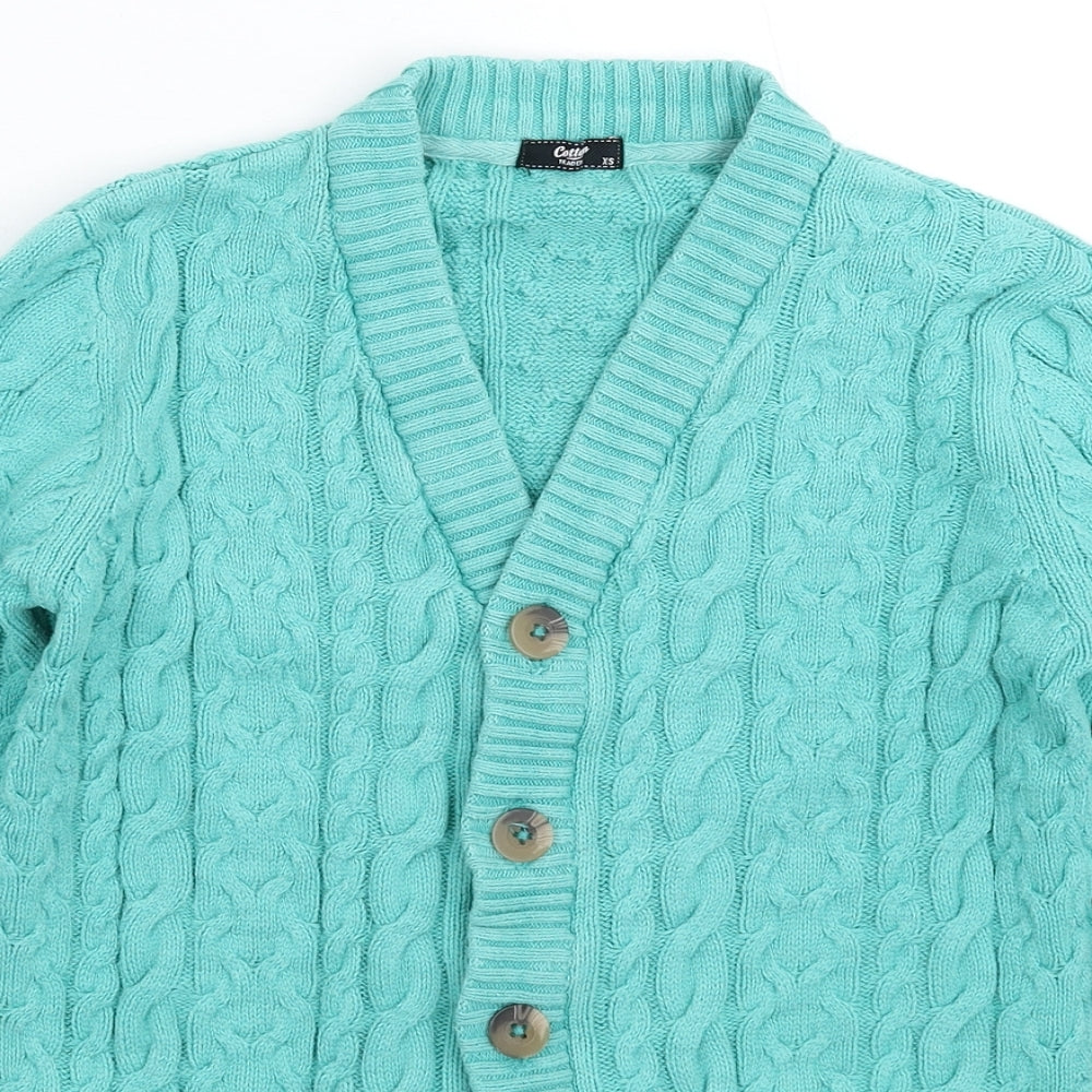 Cotton Traders Womens Green  Knit Cardigan Jumper Size XS